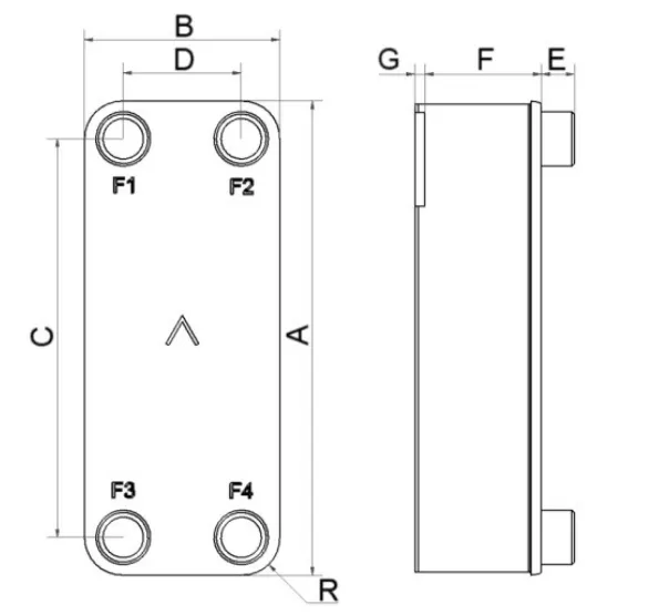 Креслення-схема теплообмінника SWEP B5